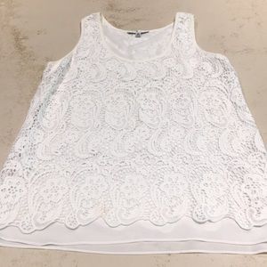 CAbi  white eyelet overlay top. Medium